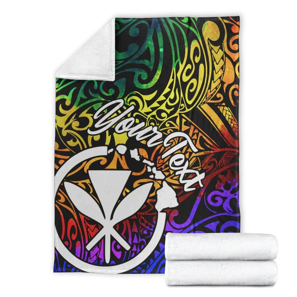 Hawaii Custom Personalised Premium Blanket - Rainbow Polynesian Pattern - Polynesian Pride
