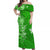 (Custom Personalised) Hawaii Off Shoulder Long Dress Polynesia Green Sea Turtle Honu and Map LT13 Women Green - Polynesian Pride