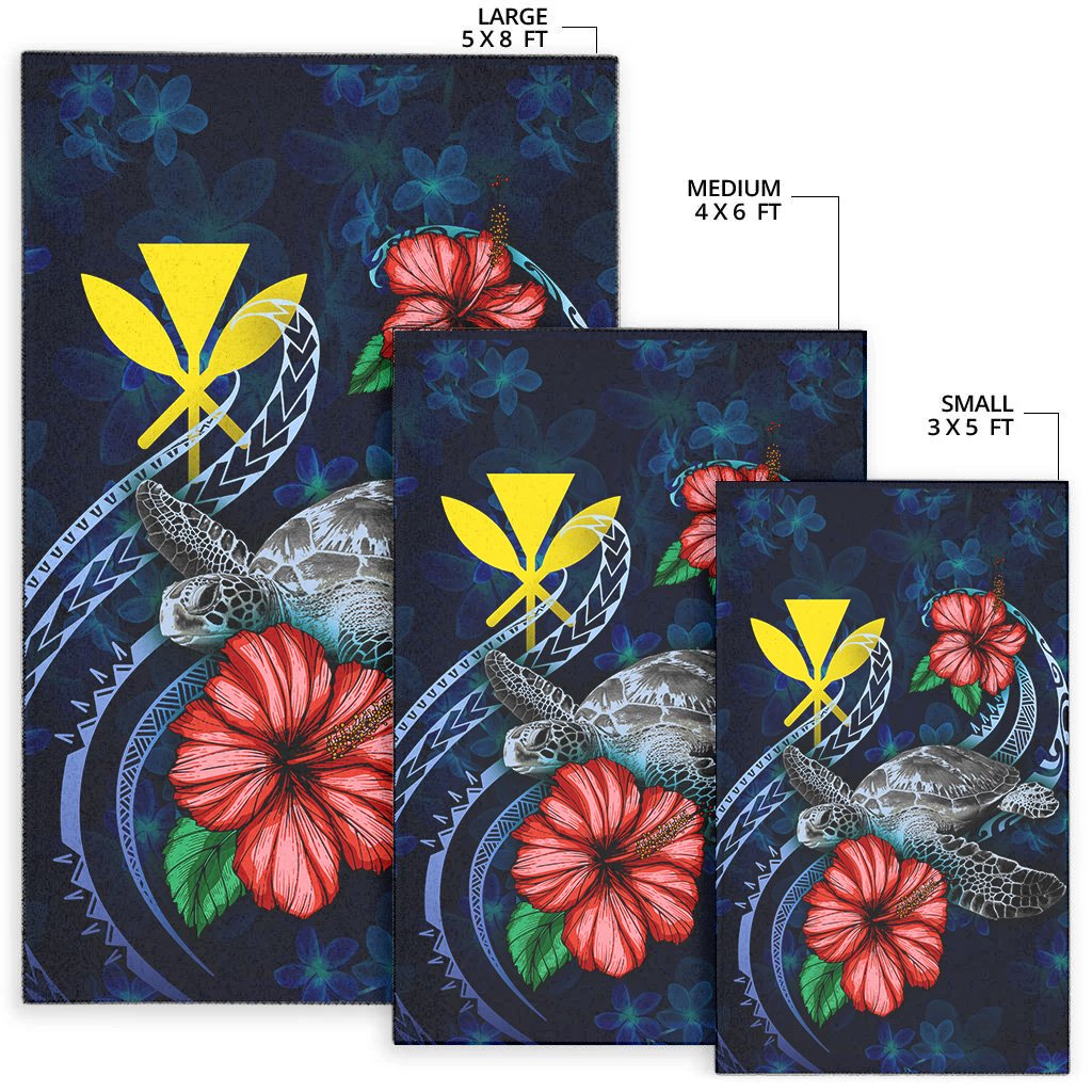 Hawaii Polynesian Area Rug - Blue Turtle Hibiscus - Polynesian Pride