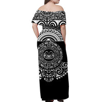 Marquesas Islands Off Shoulder Long Dress Simplified Version - Black LT8 - Polynesian Pride