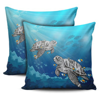 Turtle And Humuhumunukunukuapua'a Pillow Covers One Size Zippered Pillow Cases 18"x 18" (Twin Sides) (Set of 2) Black - Polynesian Pride