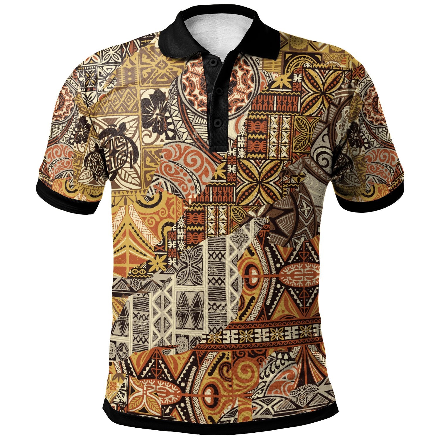 Polynesian Polo Shirt Tribal Fabric Patchwork Special Style Unisex Vintage Color - Polynesian Pride