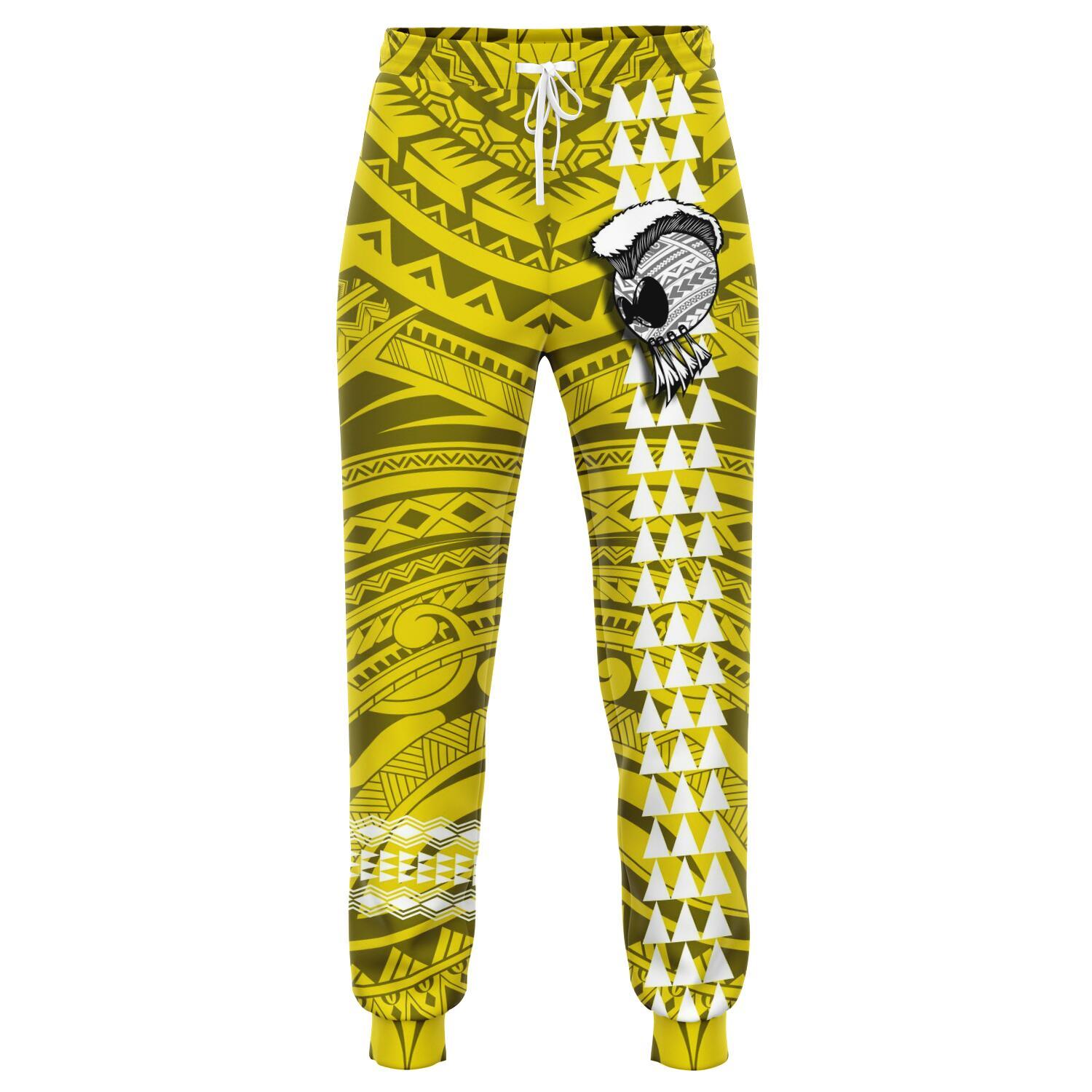 Hawaii Warrior Map Yellow Kakau Joggers Yellow Unisex - Polynesian Pride