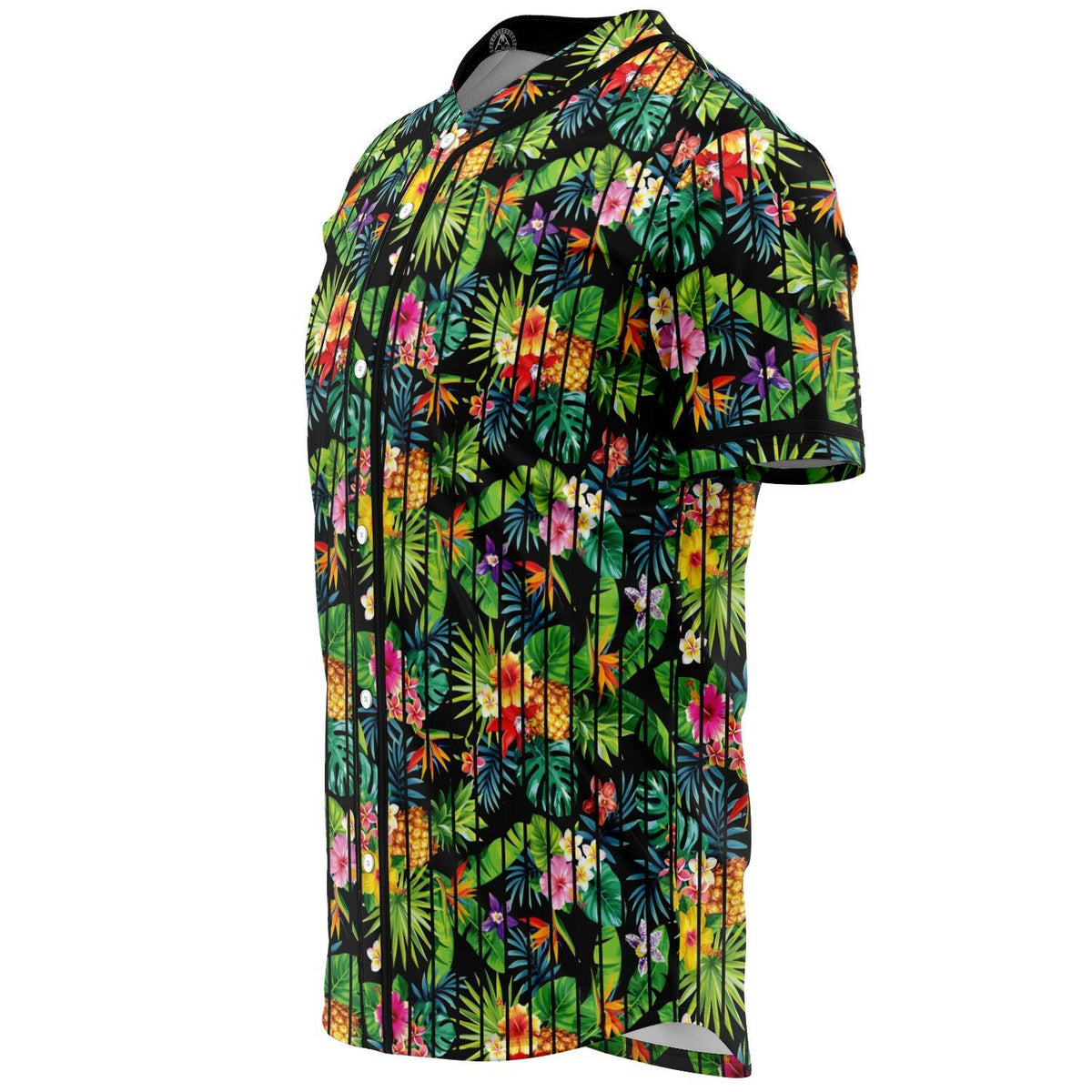 Tropical Pattern With Pineapples, Palm Leaves And Flowers Baseball Jersey - Polynesian Pride