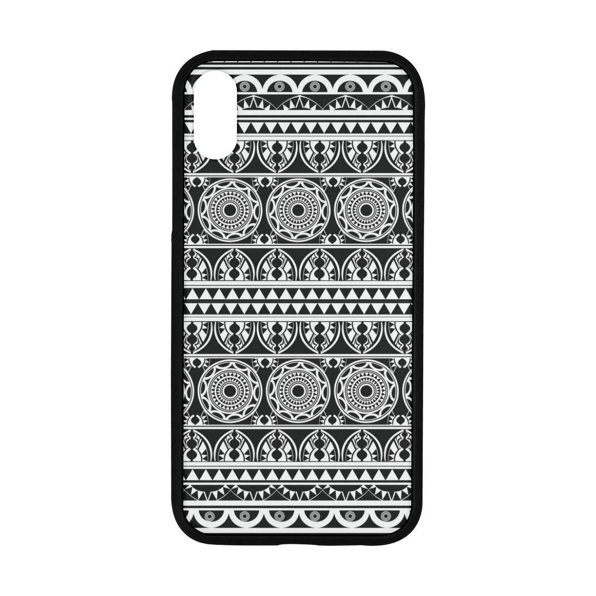 Polynesian 05 Rubber Phone Case One Size iPhone XR (6.1") Black - White - Polynesian Pride
