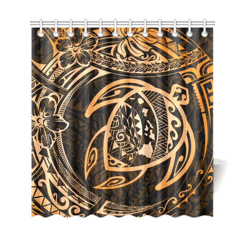 Hawaiian Turtle Polynesian Orange Shower Curtain - Polynesian Pride
