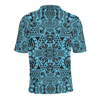 Polynesian Polo Shirt Grown Blue White - Polynesian Pride