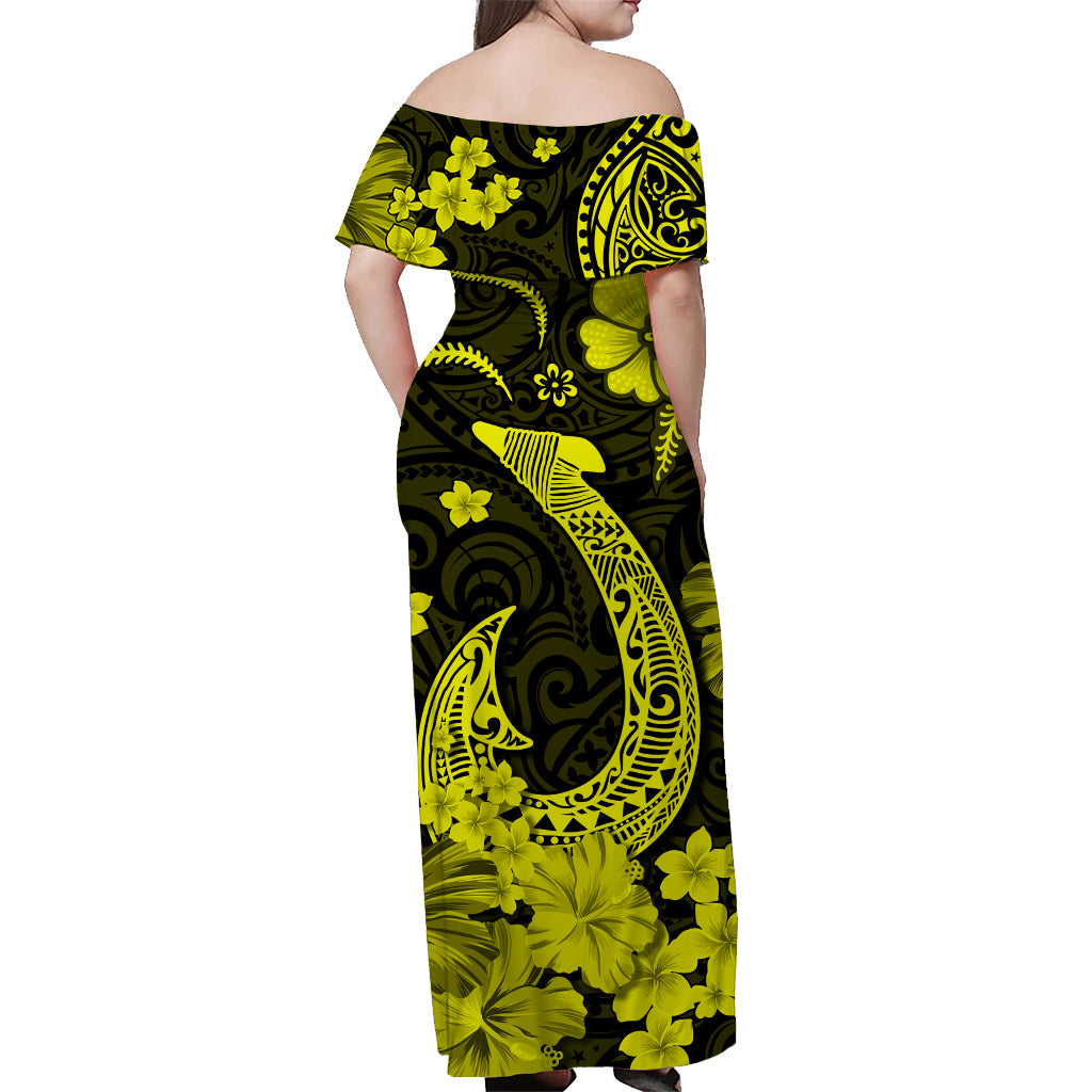 Hawaii Matching Polynesia Yellow Fish Hook Dress and Hawaiian Shirt LT13 - Polynesian Pride