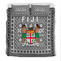 Fiji Bedding Set Pattern - Fijian Tapa Pattern Grey LT13 - Polynesian Pride