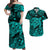 Hawaii Turtle Polynesian Matching Dress and Hawaiian Shirt Matching Couples Outfit Plumeria Flower Unique Style Turquoise LT8 Turquoise - Polynesian Pride