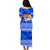 (Custom Personalised) Fiji Puletasi Dress Blue Tapa Pattern Fijian Tropical Flowers LT13 - Polynesian Pride