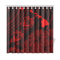 Hawaii Sea Turtle Is Swimming Toward Shower Curtain Red - Polynesian Pride