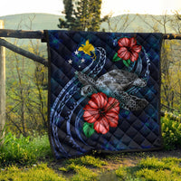 Papua New Guinea Polynesian Premium Quilt - Blue Turtle Hibiscus - Polynesian Pride