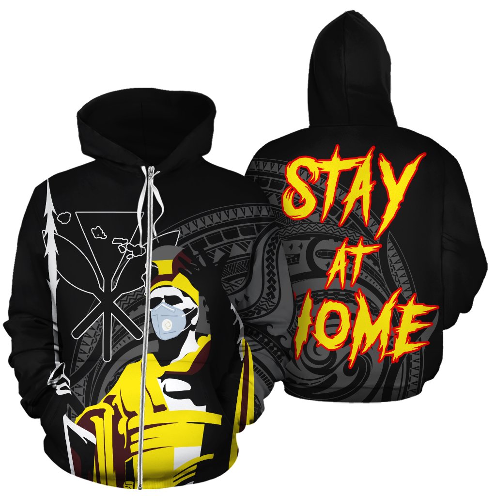 Hawaii Stay At Home King Hoodie (Zipper) Unisex Black - Polynesian Pride