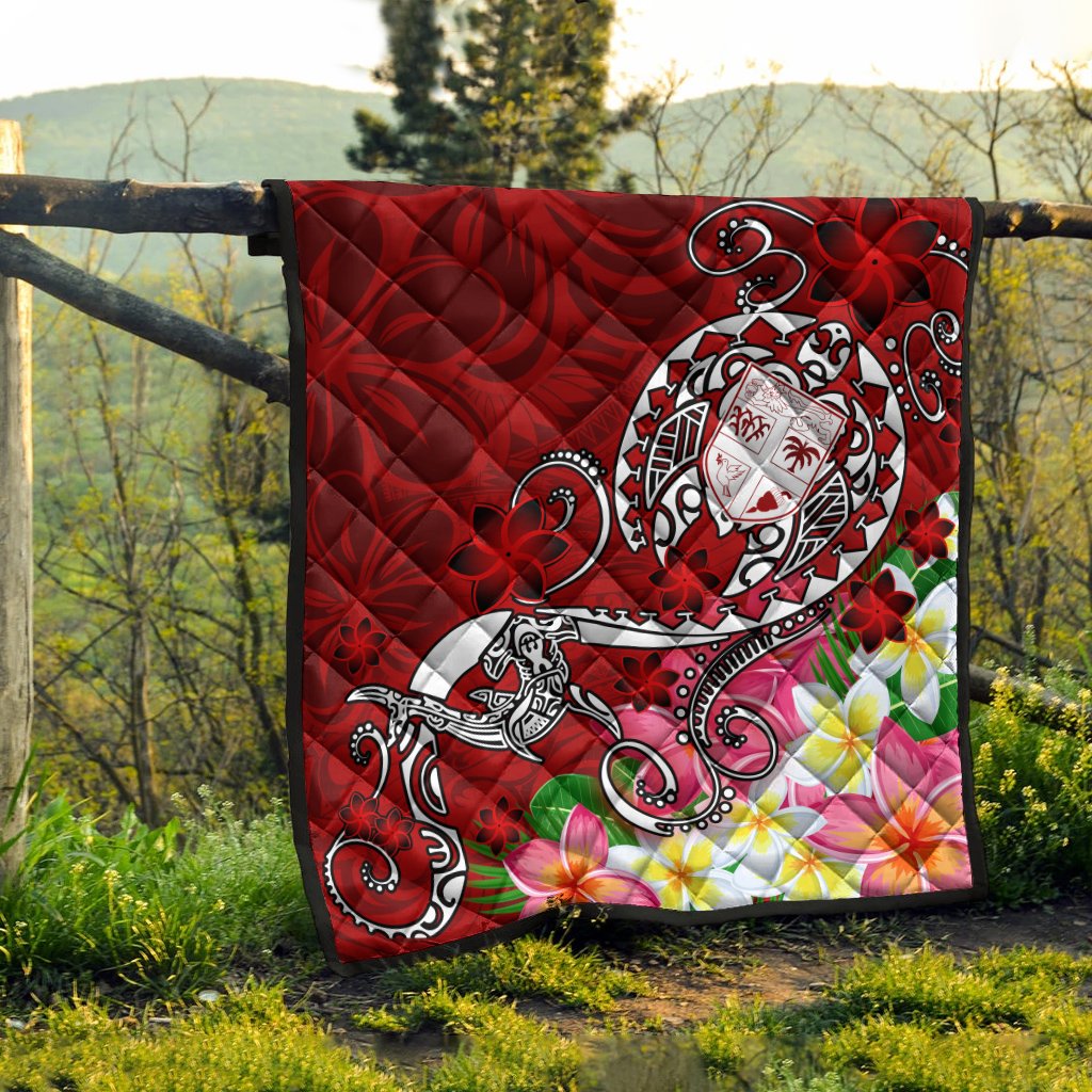 Fiji Premium Quilt - Turtle Plumeria (Red) - Polynesian Pride