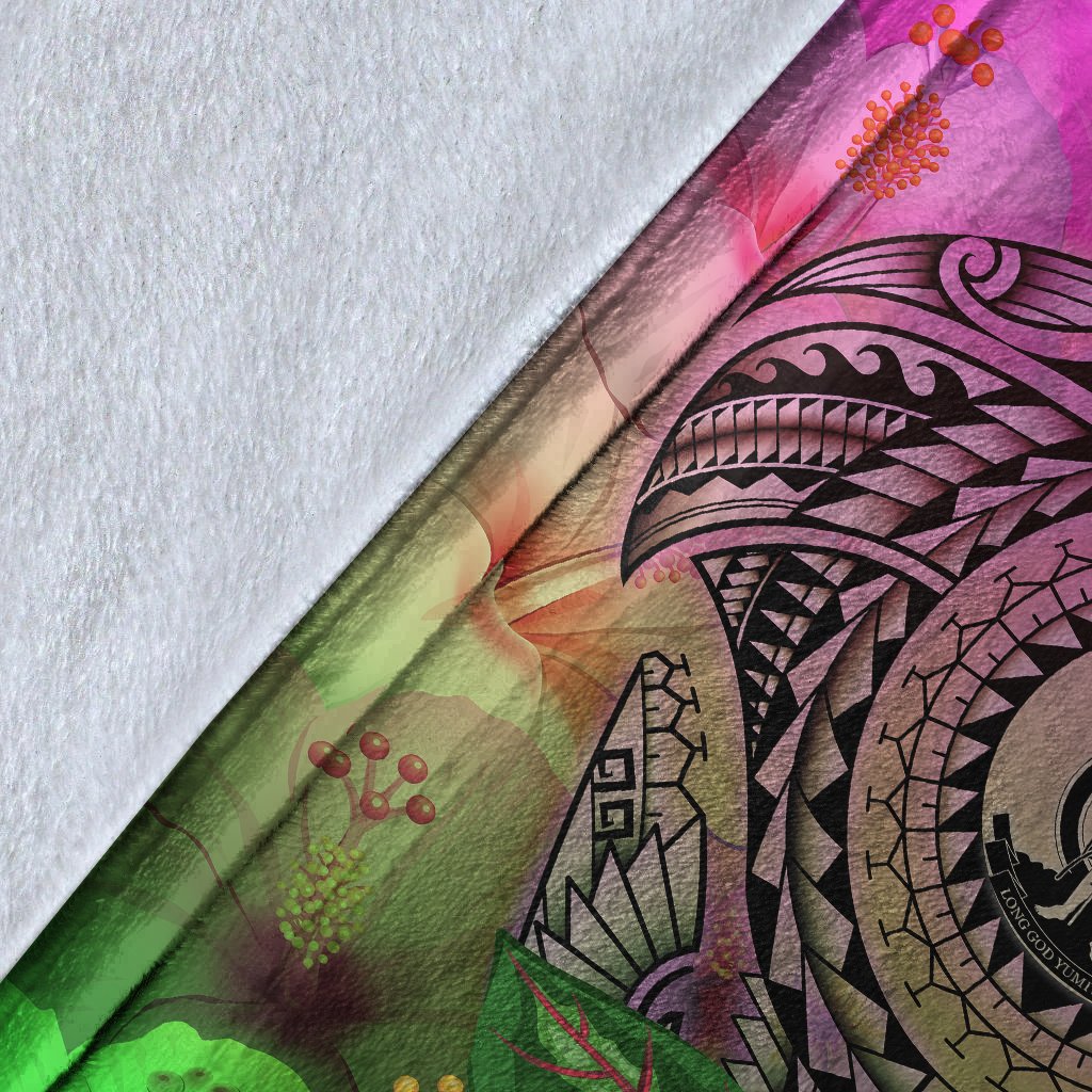 Vanuatu Premium Blanket - Manta Ray Tropical Flowers - Polynesian Pride