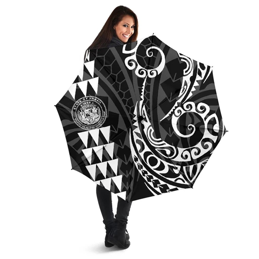 Seal Of Hawaii Polynesian Umbrella White - Circle Style Umbrella One Size White - Polynesian Pride