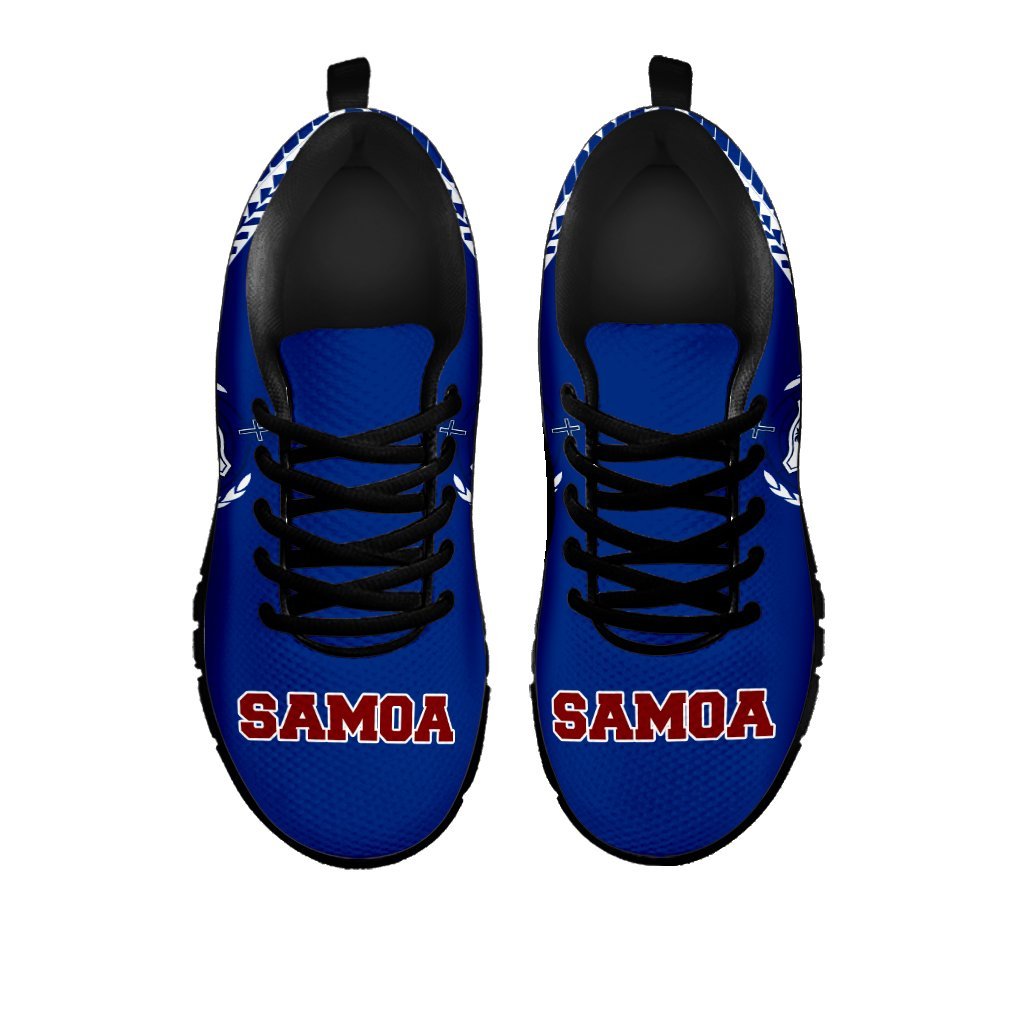 Samoa Athletic Sneakers - Samoa Coat Of Arms Polynesian Tattoo Behind - A0 - Polynesian Pride