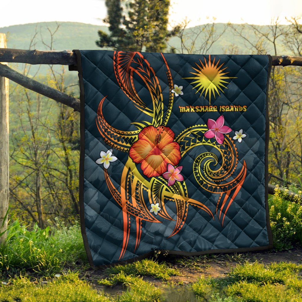 Marshall Islands Polynesian Premium Quilt - Legend of Marshall Islands (Blue) - Polynesian Pride