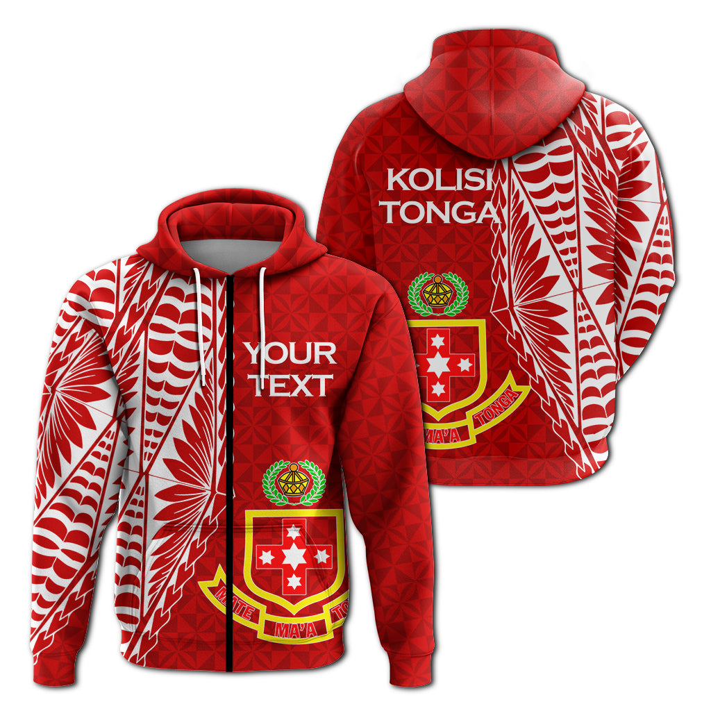 Custom Kolisi Tonga Atele Zip up Hoodie Tongan Tribal LT12 Unisex Red - Polynesian Pride