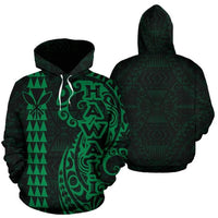 Hawaii Tattoo Hoodie Green Unisex Green - Polynesian Pride