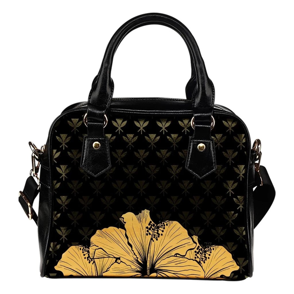 Kanaka Hibiscus Shoulder Handbag Gold - Rich Style One Size Gold - Polynesian Pride