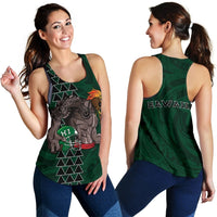 Hawaii Women's Racerback Tank - Warrior Sport Kakau Green - Polynesian Pride
