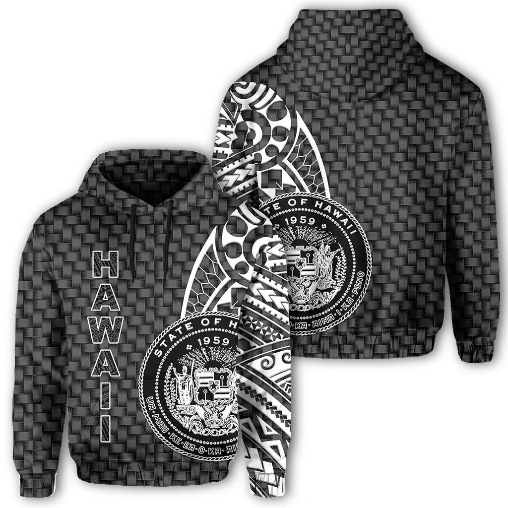 Hawaii Polynesian Hoodie White Emboss Style Unisex White - Polynesian Pride