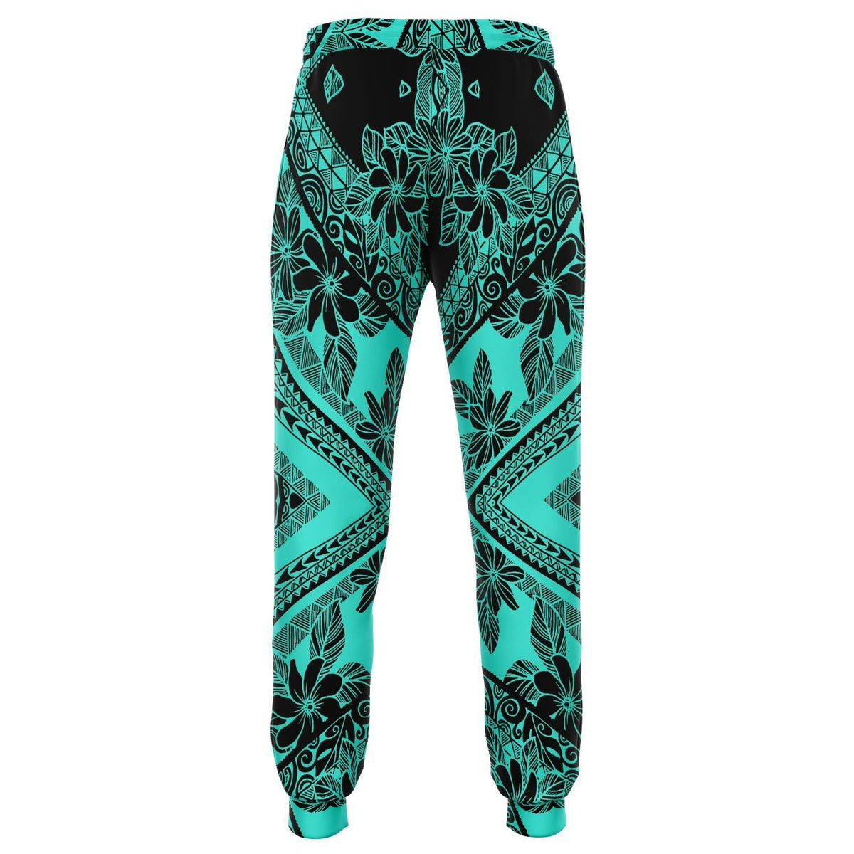 Polynesian Plumeria Mix Turquoise Black Joggers - Polynesian Pride