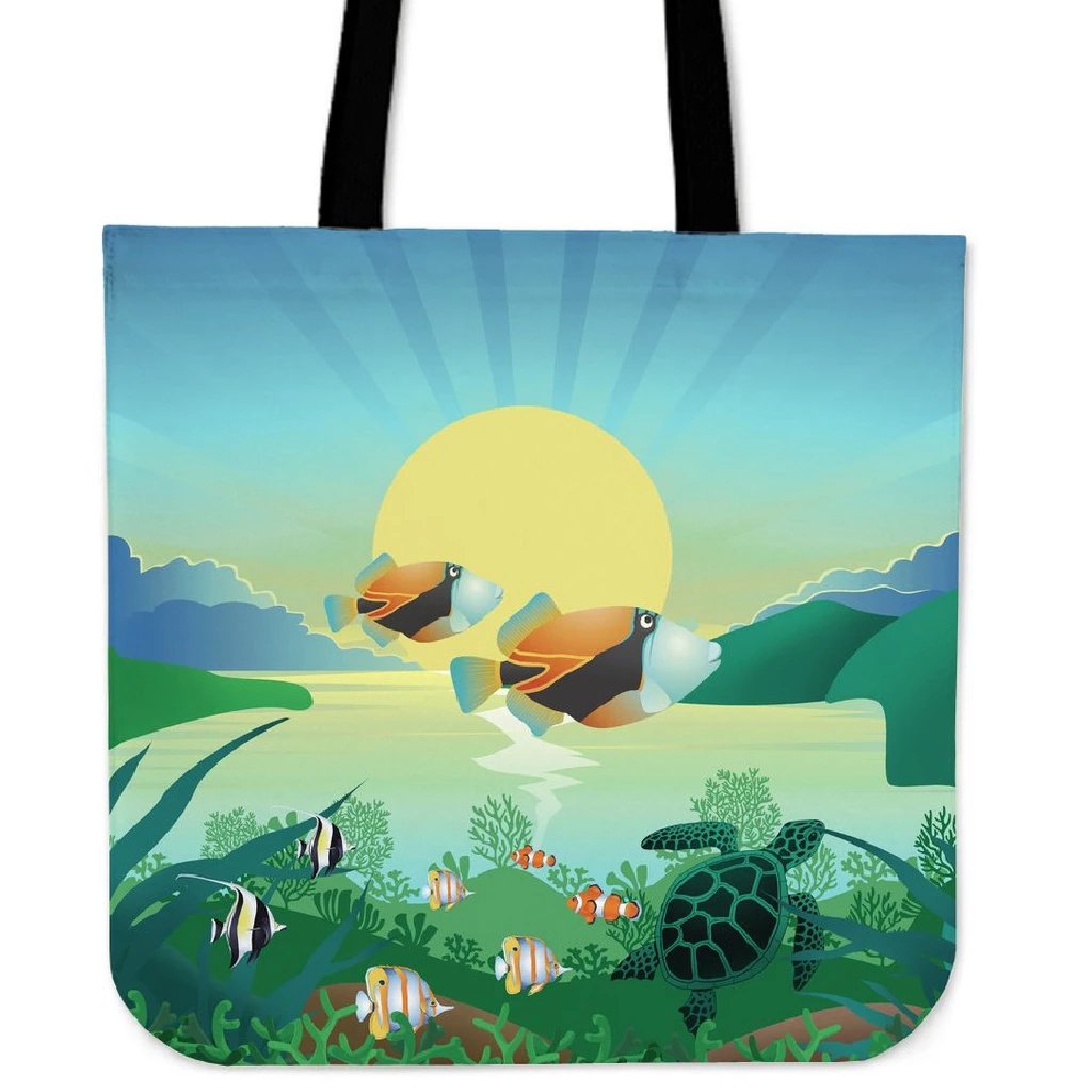 Hawaiian Fish Tote Bag Tote Bag One Size Black - Polynesian Pride