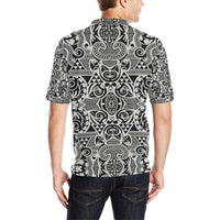 Polynesian Tribal Polo Shirt Black White - Polynesian Pride