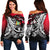 Tuvalu Women's Off Shoulder Sweaters - Tribal Jungle Pattern Red Color Red - Polynesian Pride
