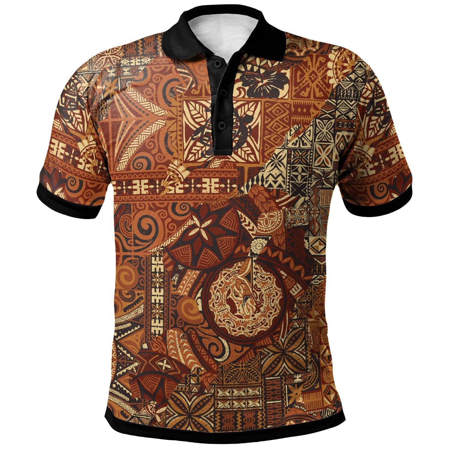 Polynesian Polo Shirt Vintage Tapa Pattern Unisex Vintage Color - Polynesian Pride