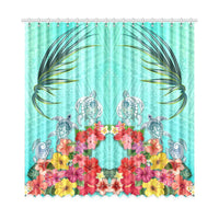Three Turtle And Hibiscus Window Curtain( Two Piece) One Size 52"x108"(Two Piece) Turquoise - Polynesian Pride