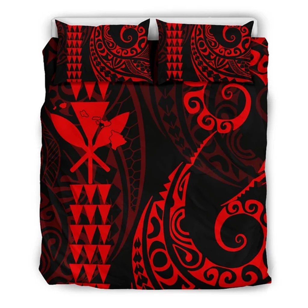 Kanaka Map Bedding Set Red Red - Polynesian Pride