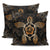 Turtle Hibiscus Orange Pillow Covers One Size Zippered Pillow Cases 18"x 18" (Twin Sides) (Set of 2) Black - Polynesian Pride