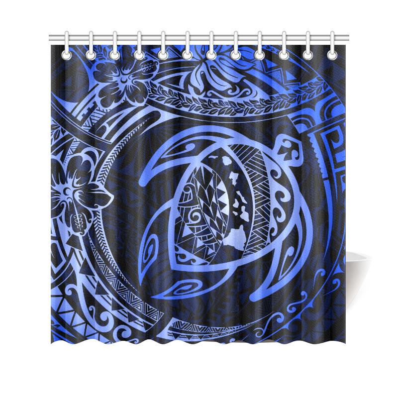Hawaiian Turtle Polynesian Blue Shower Curtain - Polynesian Pride