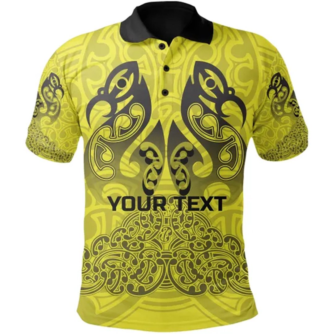 Custom Aotearoa Maori Rugby Polo Shirt New Zealand Mount Taranaki Manaia Unisex Yellow - Polynesian Pride