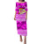 (Custom Personalised) Fiji Puletasi Dress Pink Tapa Pattern Fijian Tropical Flowers LT13 Pink - Polynesian Pride