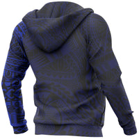 Hoodie Polynesian Tattoo Blue Style - Polynesian Pride