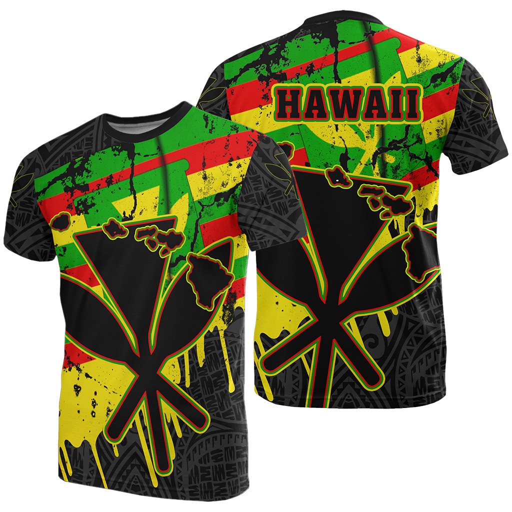 Hawaii Kanaka Maoli Flag T Shirt My Blood Black - Polynesian Pride