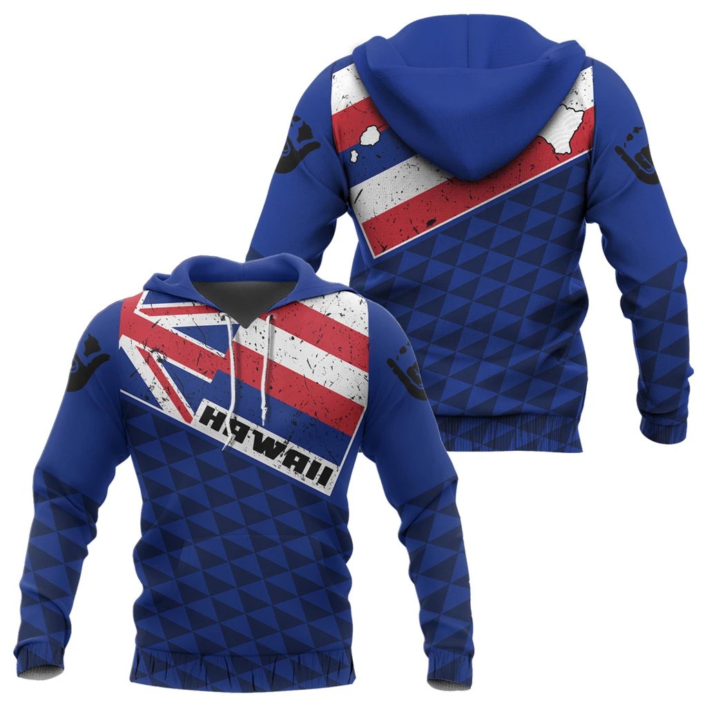 Hawaii Old Flag Hoodie Unisex Blue - Polynesian Pride