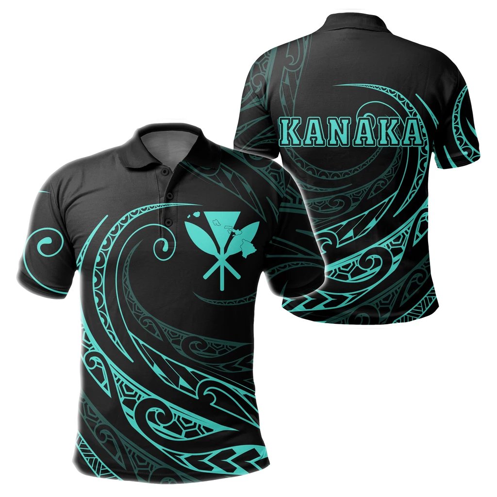 Kanaka Polo Shirt Frida Style Turquoise Unisex Black - Polynesian Pride