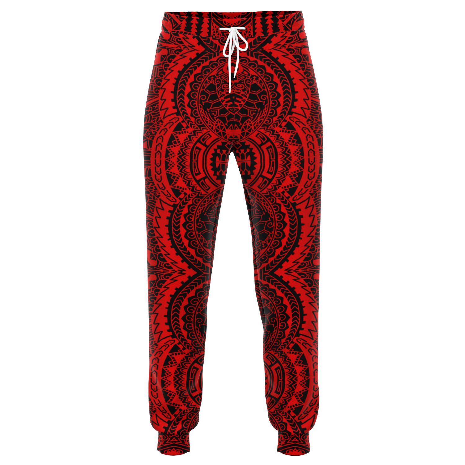 Polynesian Symmetry Red Joggers Unisex Red - Polynesian Pride