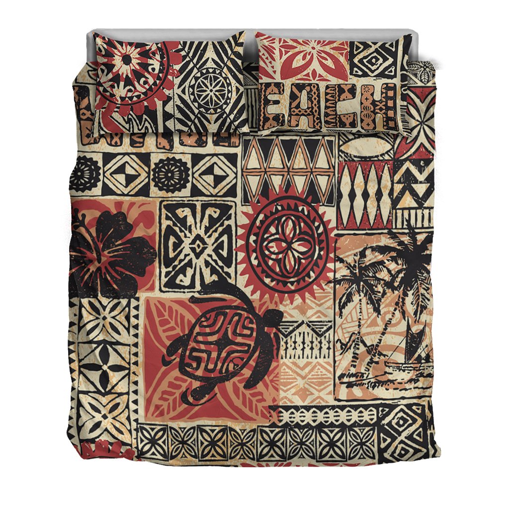 Hawaii Bedding Set - Hawaiian Style Tribal Fabric Patchwork - Polynesian Pride