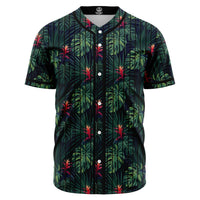 Tropical Monstera Leaf Green Baseball Jersey Black - Polynesian Pride