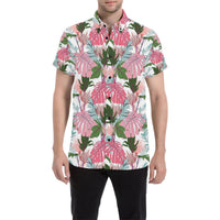 Pink Monstera And Green Tropical Leaves White Shirt Unisex Black - Polynesian Pride