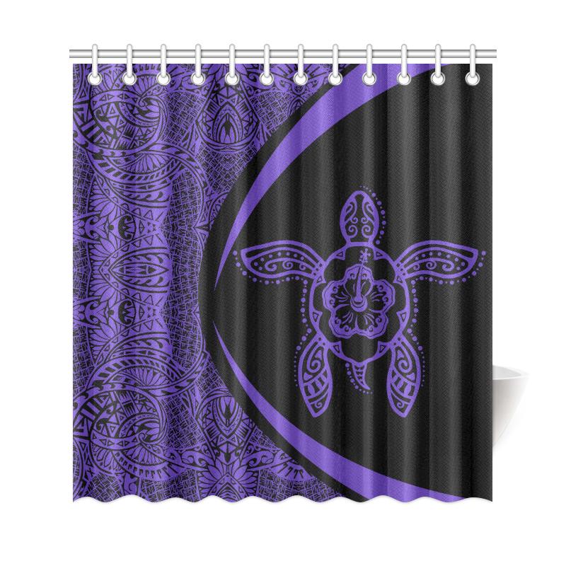 Hawaii Turtle Polynesian Shower Curtain-Circle Style Purple - Polynesian Pride