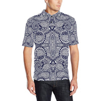 Polynesian Polo Shirt Blue and White Unisex Black - Polynesian Pride