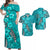 Custom Matching Hawaiian Outfits For Couples Hawaiian Map with Hibiscus Turquoise LT13 Turquoise - Polynesian Pride